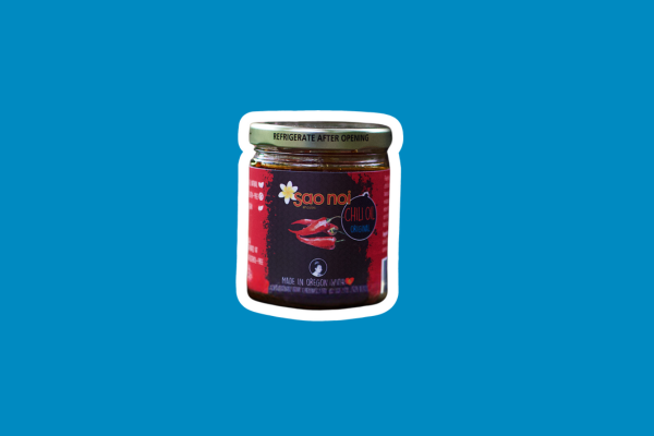 A jar of Sao Noi's chili oil.