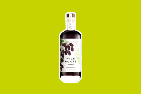 A bottle of marionberry flavored Wild Roots vodka.