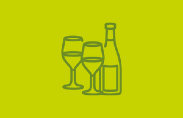 icon of a wine bottle and two glasses