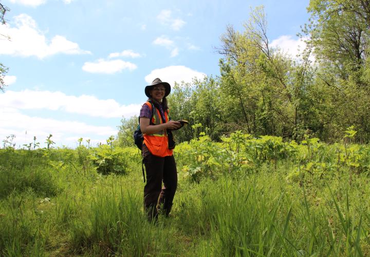 student in field gear