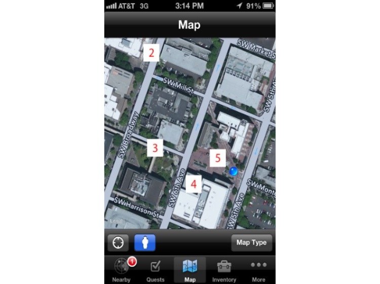 App screenshot of map