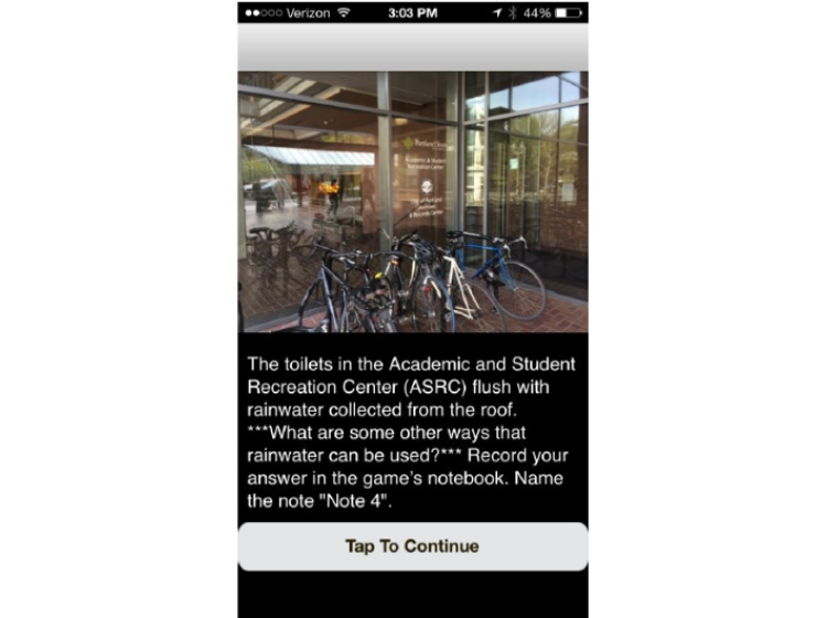 App screenshot of location
