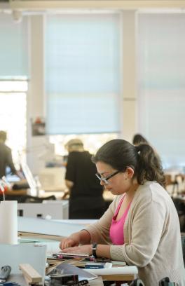 Students work at desks in Shattuck Hall architecture studios