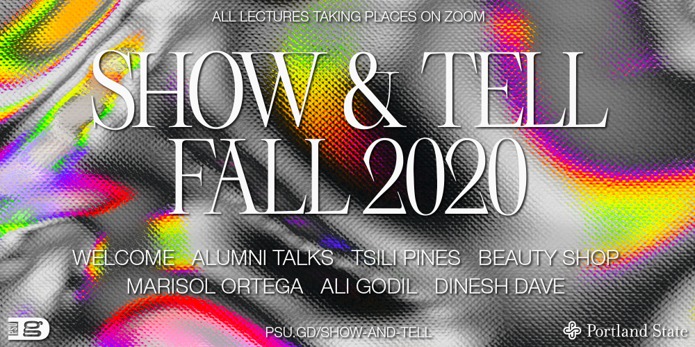 Poster for Fall 2020 Show and Tell Graphic Design Lecture Series