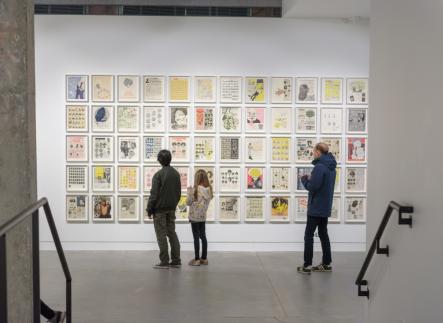 People viewing an art installation at the Jordan Schnitzer Museum of Art at PSU