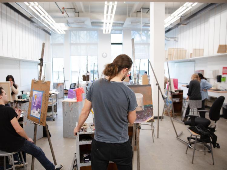 Painting studio with class in session