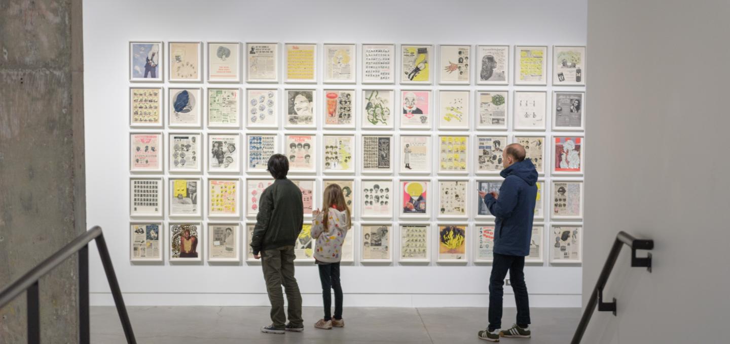 People viewing an art installation at the Jordan Schnitzer Museum of Art at PSU