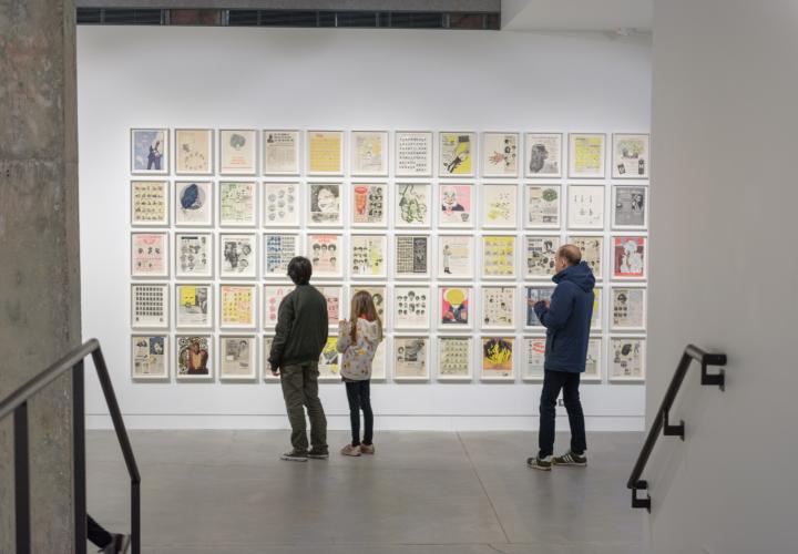 People viewing an art installation at the Jordan Schnitzer Museum of Art at PSU