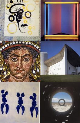 Collage of art historical images from a variety of eras.