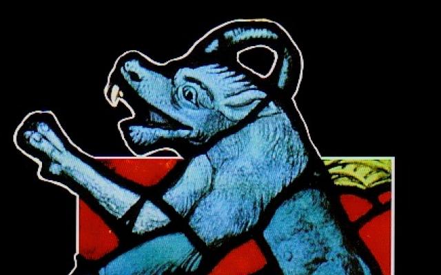 Werewolf depicted in stained glass from Notre Dame Cathedral, Paris.