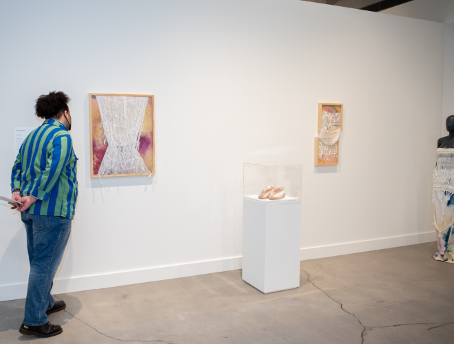 Installation view of Johanna Houska's textile work.