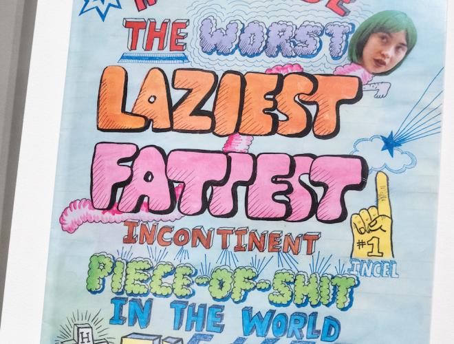 Colorful zine titlted "How to be the worst, laziest, fattest, incontinent, piece of shit in the world ever."