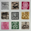 Series of nine small square halloween themed prints