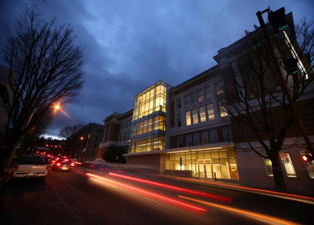 Lincoln Hall at night