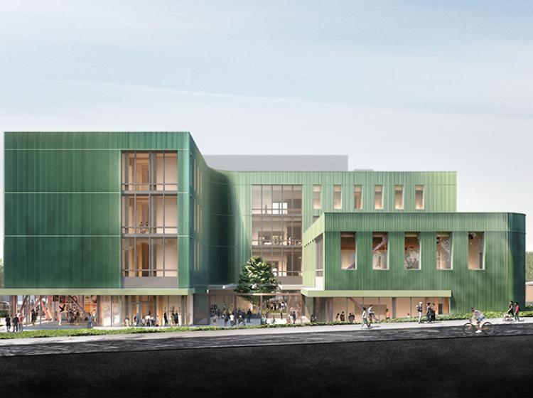Architects' rendering of the building exterior.