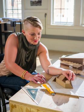 Architecture student in studio