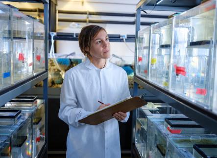 grad biology student in lab