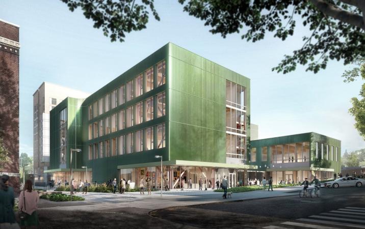 Rendering of the Northwest exterior corner of the Art Building