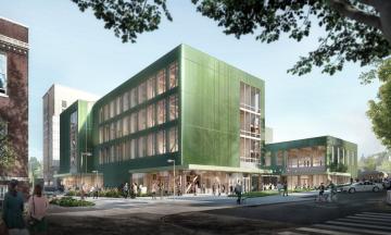 Rendering of the Northwest exterior corner of the Art Building