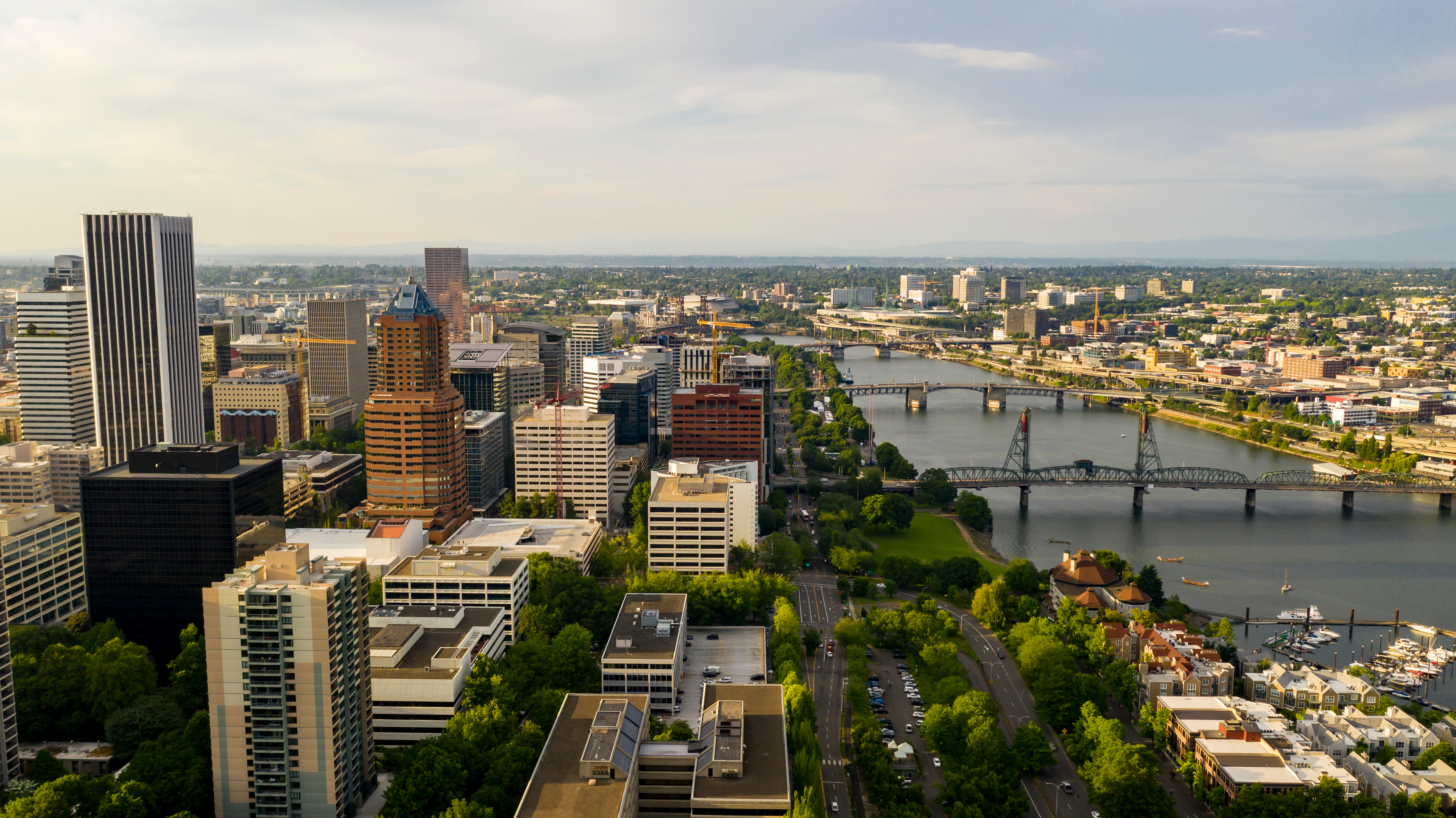 Aerial view of downtown Portland