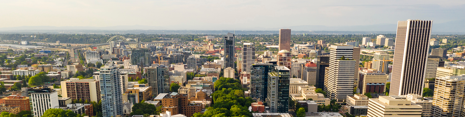 aerial view of  Portland skyline