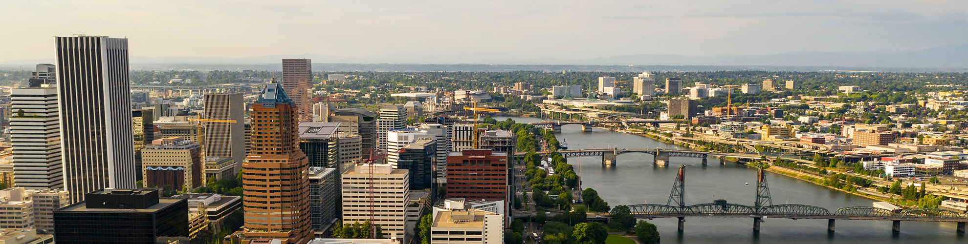 aerial view of  Portland skyline