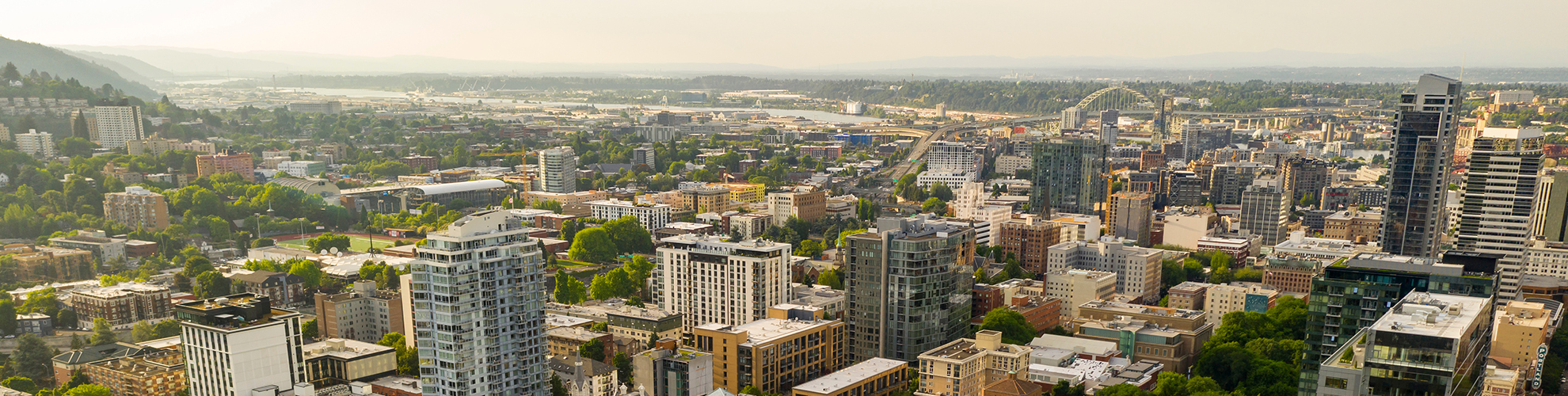 aerial view of  Portland skyline