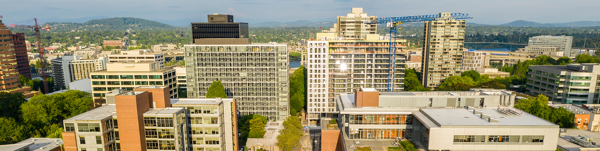 aerial view of  Portland skyline