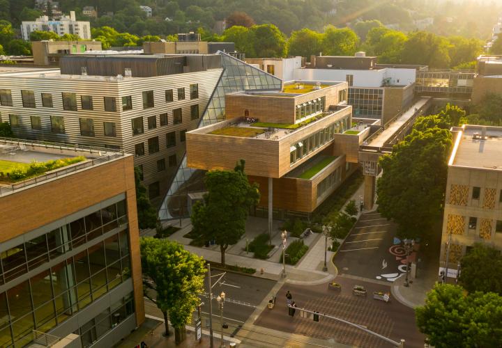 Aerial view of Karl Miller Center