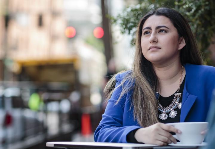 Women working on assignments outside