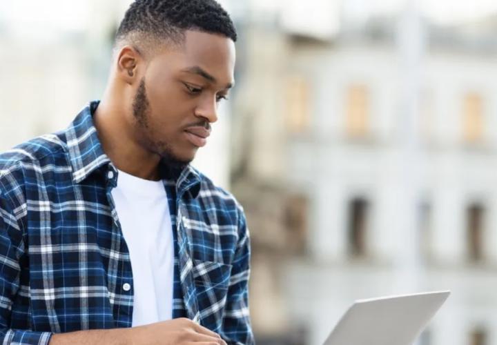 Man working on laptop