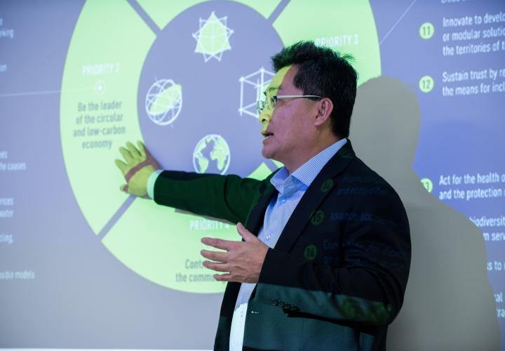 Daniel Wong presenting to class
