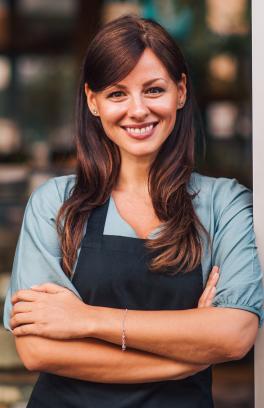 Person in front of store