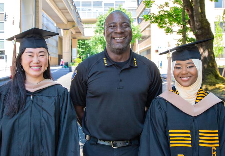 Chief Halliburton with graduating students