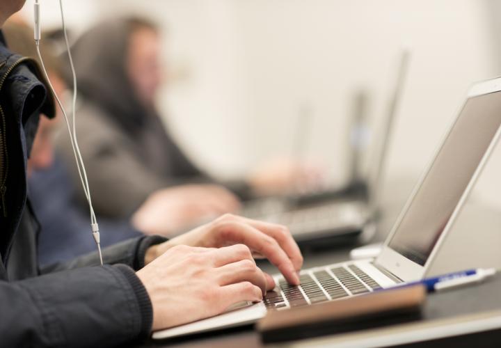 Student using laptop