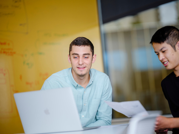 student working and learning at their internship