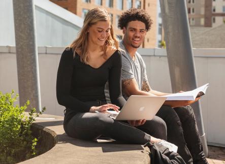 two students studying together
