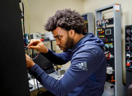 student working in PSU's Engineering Lab