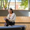 Student studying on campus