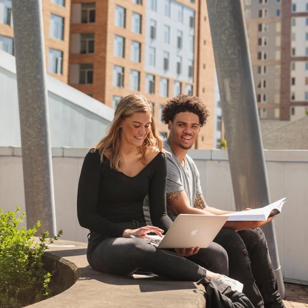 two students studying together