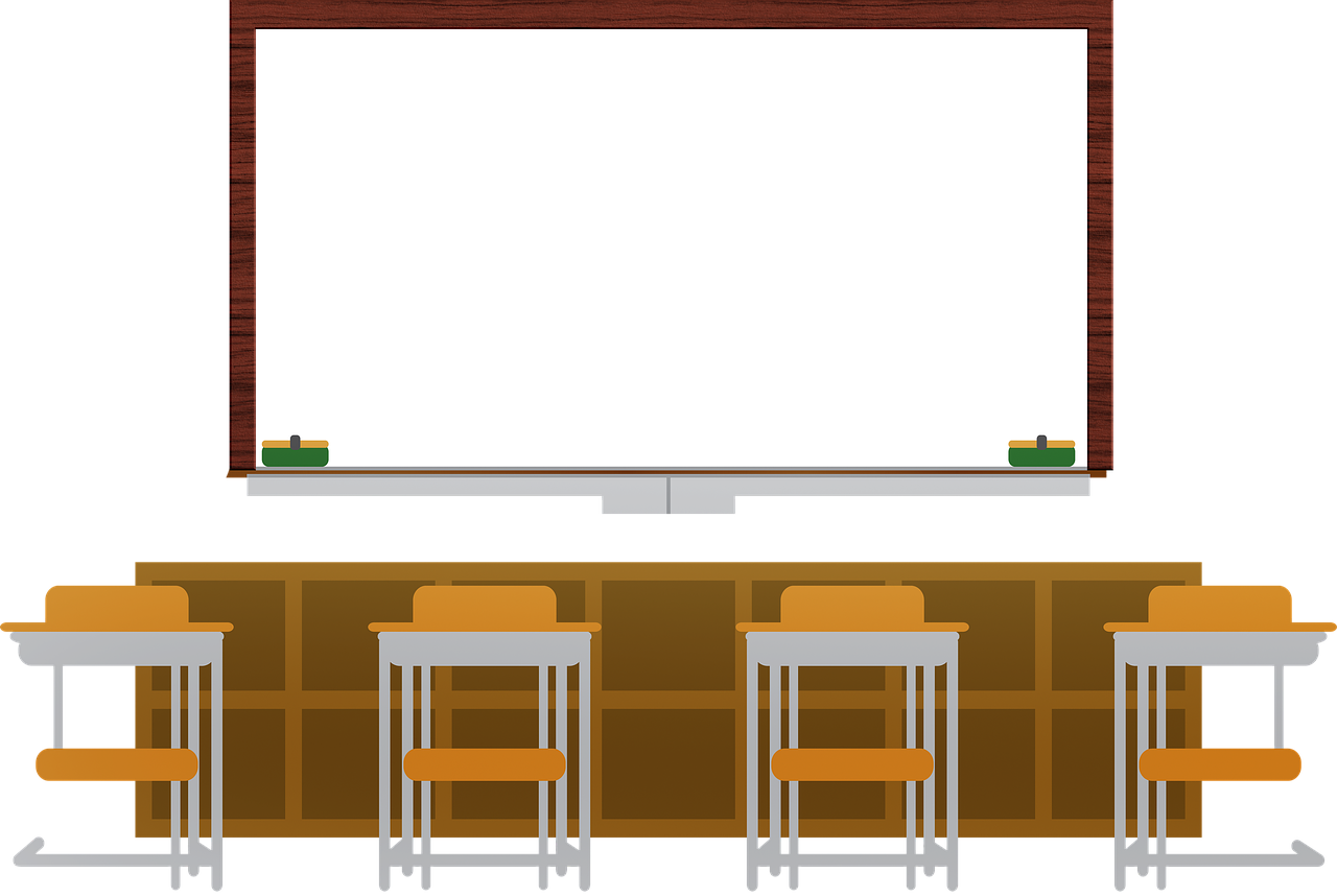 Classroom with School Desks Clip Art