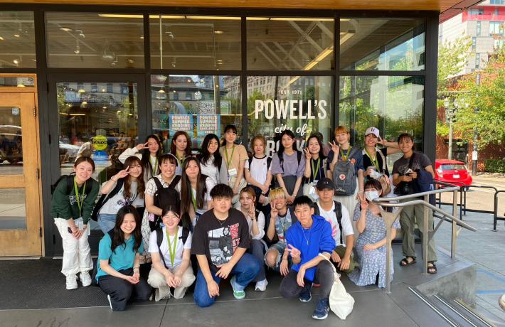Students at Powell's Bookstore 