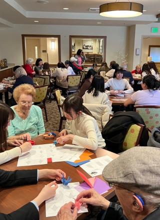 Students volunteering at Senior Home