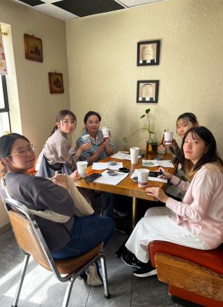 students tasting different coffee types
