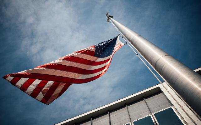 American flag from hero view