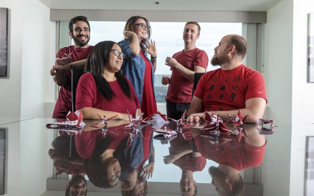 Group of Students in Matching Shirts