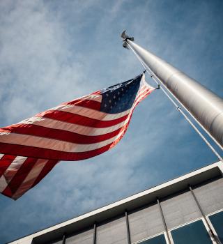 American flag from hero view