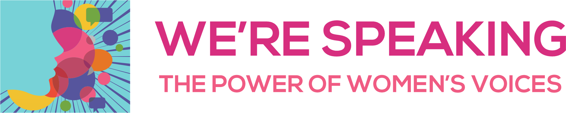 Power Lunch Theme banner: We're Speaking, the Power of Women's Voices. 