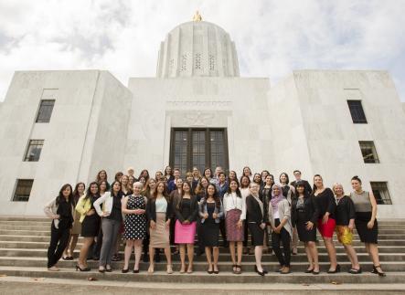 NLO 2015 Cohort standing on the steps of the Oregon State Capitol 