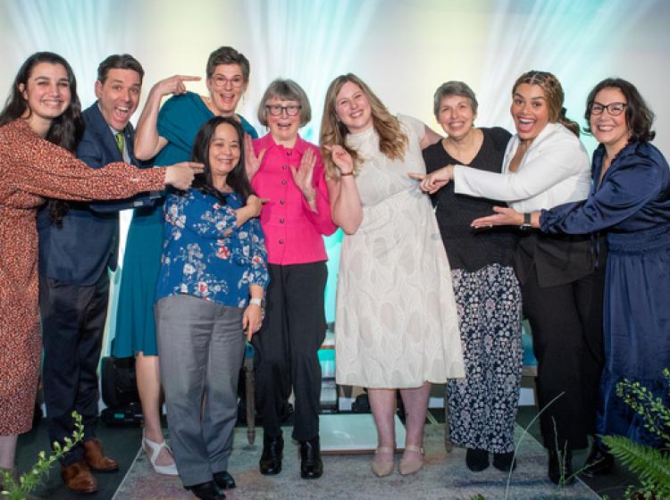 Senator Wagner, Hon. Ginny Burdick, Chair Vega Pederson celebrate with CWL staff